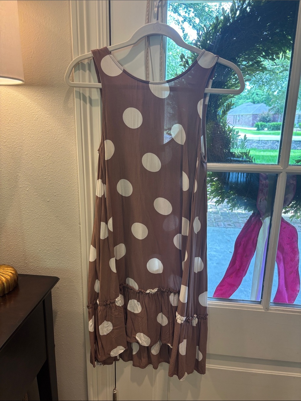LOFT Brown Polka Dot Sleeveless Swing Dress